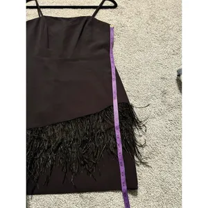 Sam Edelman Size 6 Spaghetti Strap Asymmetrical Feather Trim Mini Sheath Dress‎ thumbnail 6