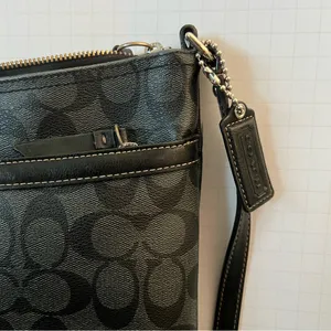 Coach F18926 Black Signature Jacquard Crossbody Bag‎ - Zip Closure thumbnail 3