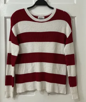 For The Republic Rugby Stripe Sweater Women's M Striped Nautical Preppy Shaker thumbnail 1