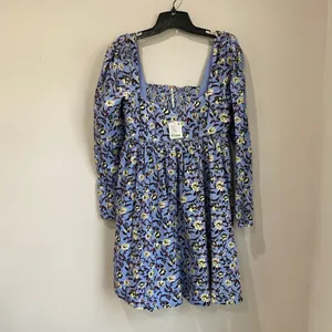Free People Bessie Blue Babydoll Corduroy‎ Long sleeve Mini Dress NWT Sz M thumbnail 2