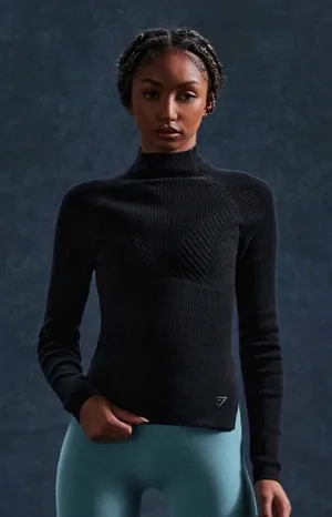 Gymshark Mockneck Pullover Black Sweater thumbnail 1