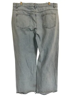 Edikted Baggy Wide Leg Jeans Womens XL Light Wash Distressed Raw Hem Y2K thumbnail 4