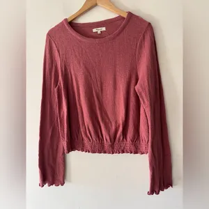 Madewell Smocked Bell‎ Top Mauve Dusty Pink Long Sleeve L2497 thumbnail 2