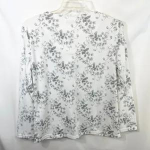 Body Touch Medium Pajama Set‎ White Gray Floral Long Sleeve Lounge Feminine 367 thumbnail 5