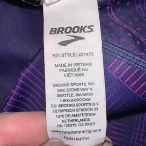 Brooks Women's Running Leggings Purple Geometric Activewear Size L No drawstring thumbnail 6