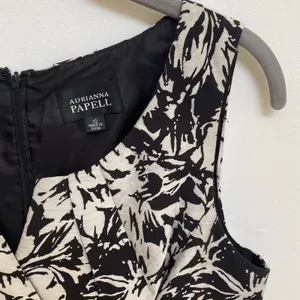 Adrianna‎ Papell Black Ivory Floral Fit & Flare Dress Size 10 thumbnail 3
