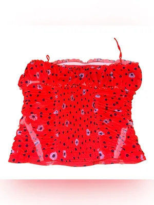 NWOT Free People Scottie Printed Tube Top Floral Red thumbnail 7