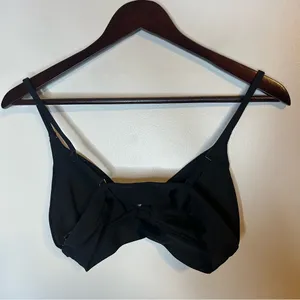 Aerie Triangle Swim Bikini Top V-Neck Black NWT Medium Removable Pads Neutral thumbnail 3