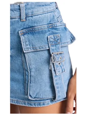NWT- Free People We The Free Denim Cargo Skort - Sz 28 thumbnail 4