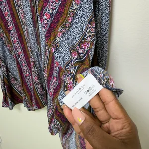 Natural Life Women Ansley Dress Large Multicolor Boho Floral Patchwork Hippie‎ thumbnail 7