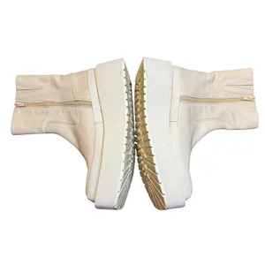 Paloma Barcelo Boots Womens Size 6 EU 36 White Leather Platform Wedge‎ Ankle Zip thumbnail 5