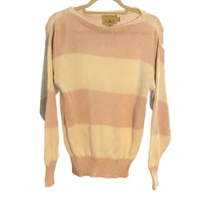 J. Crew Cream & Pink Crew Neck Sweater Sz S Vintage‎ thumbnail 2