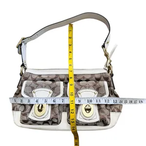 Coach Vintage Y2K signature legacy turnlock shoulder bag on brown /cream EUC thumbnail 10