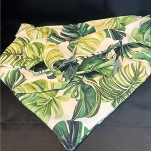 Tropical Monstera Leaf Print Knot Headband Green White Botanical Hair‎ Accessory thumbnail 1