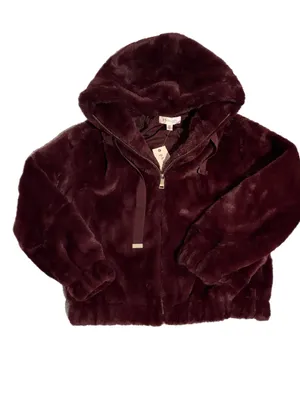 NWT Nordstrom Philosophy Faux Fur Coat Size Medium Burgundy thumbnail 2