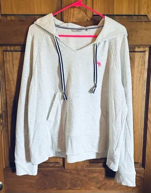 Vineyard Vines Light Gray Hoodie with Pink horse Logo size XL thumbnail 1