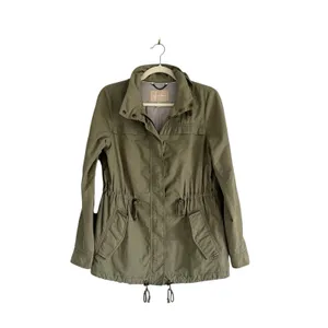 Banana Republic Hooded Anorak Jacket Sage Green Rain Utility Coat Size Small thumbnail 2