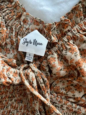 Smocked Mini Dress in Rust Floral Print thumbnail 2