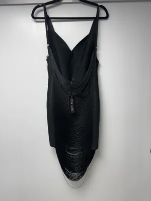 Current Mood Black Draped Fringe Slip Mini Dress thumbnail 2