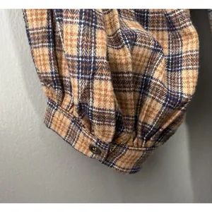 Peach Love Plaid Flannel Shirt Dress Size Small Renaissance Boho Poet Western thumbnail 8