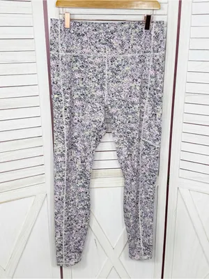 Fabletics On The Go Power Hold High Waist Leggings Pink Multi XL Ankle Pockets‎ thumbnail 2
