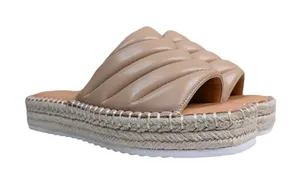 Gianni Bini Womens 7 Evert Leather Platform Slide Sandals in Light Tan thumbnail 1