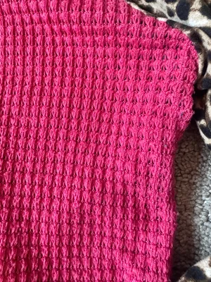 Pink Leopard Waffle Knit Hoodie – Size Medium thumbnail 5