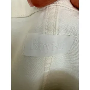 Boyish Denim Dress Women L White Kennedy Vertigo‎ Button Front Mini Raw Hem Eco thumbnail 5