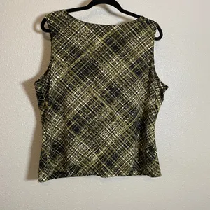 Vintage Y2K Green Plaid Preppy Fairy Grunge Slinky Stretchy Tank Top 18 2000s‎ thumbnail 4