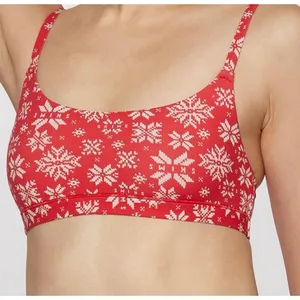 Skims Fits Everybody Scoop‎ Bralette Red Snowflake Fair Isle Small NWOT thumbnail 1
