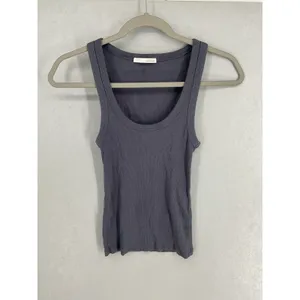 Zara Womens Tank Top Ribbed Scoop Neck Gray Small thumbnail 2