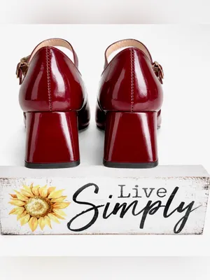 Burgundy Patent Double Strap Mary Jane Block Heels Size 38 NWOT (US 8) thumbnail 3