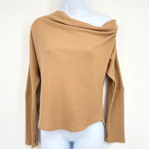 We The Free‎ Fuji Thermal Top Blouse Women LG Tan Waffle Knit Off Shoulder Boho thumbnail 3