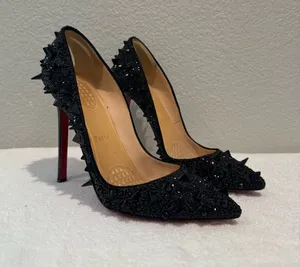 Christian Louboutin Black Spike Pigalili Potpourri Strass 120 Pumps 36.5 thumbnail 1