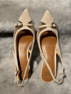 Donald Pliner Carwyn Mesh Slingback Kitten Heels Pointed Toe‎ Nude 6.5 Chic Work thumbnail 3
