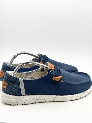 Hey Dude WENDY WASHED Navy Canvas Slip-On Loafers Size 10 thumbnail 2