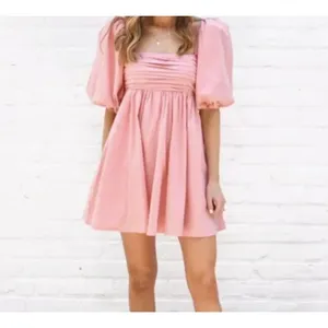 Abercrombie & Fitch Poplin Pink Puff Sleeve Dress Size M thumbnail 6