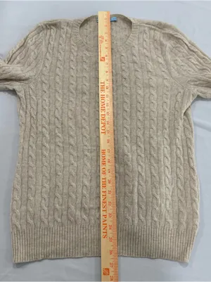 Antonio Melani 100%‎ Cashmere Sweater Beige Crew Neck Size Large thumbnail 5