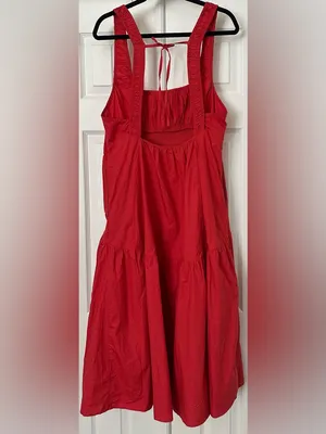 Celandine sleeveless smocked open back midi dress red size medium thumbnail 5