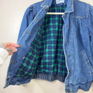 Vintage Sergio Valente VTG Western Pleated Flannel Puff Shoulder Denim Jacket thumbnail 4