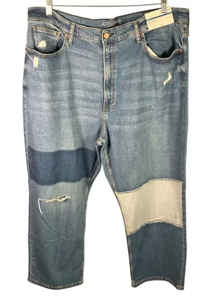 Arizona Jean Co Vintage Straight‎ Patchwork Distressed Jeans 23 New High Rise thumbnail 1
