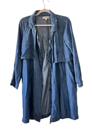 Anthropology Cloth and‎ Stone Open Front Chambray Overshirt Trench Small thumbnail 1