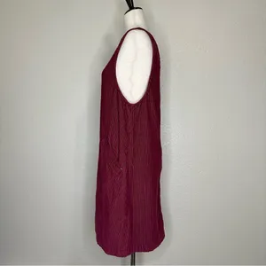 Blue J. 100% Cotton Corduroy Burgundy Button Down Sleeveless Dress thumbnail 5