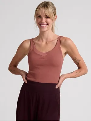 Beyond Yoga Impulse Ribbed Classic Tank Size Small Terracotta Rust V Neckline thumbnail 1