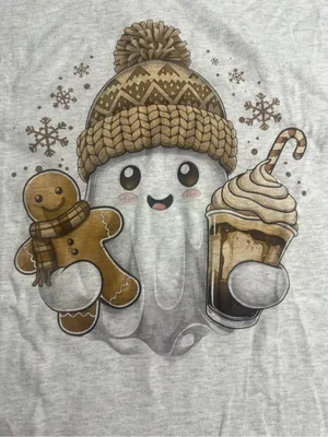 Gildan Ash Gray Graphic Tee with Winter Ghost thumbnail 5