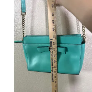 Kate Spade Montford Park Teal Small Crossbody Bag Bow Leather Chain Strap Chic thumbnail 11