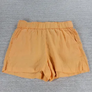 J.Crew Linen Shorts Size M Orange Paperbag Waist Elastic Pull On Pockets Summer thumbnail 3