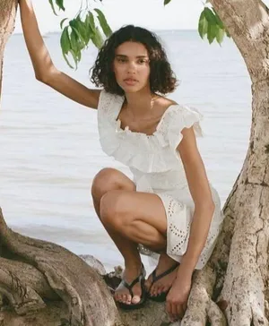 ZARA dress mini crochet boho openwork embroidered white vacation summer thumbnail 11