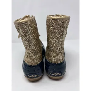 Sugar Skipper Gold Glitter Navy Waterproof Boots Plush Lining‎ Size 10M Scuffed thumbnail 4