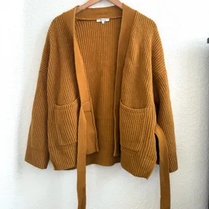 Madewell Madison Rib Side Tie Cardigan In Golden Harvest Camel‎ Tan Brown M thumbnail 4